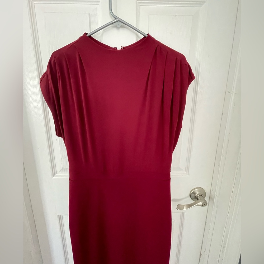 Express Mock Neck Sheath Midi Dress in burgundy, size M